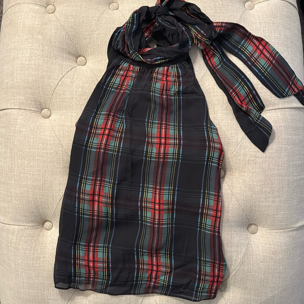 Chiffon Tartan Halter Top - Picture 2 of 4